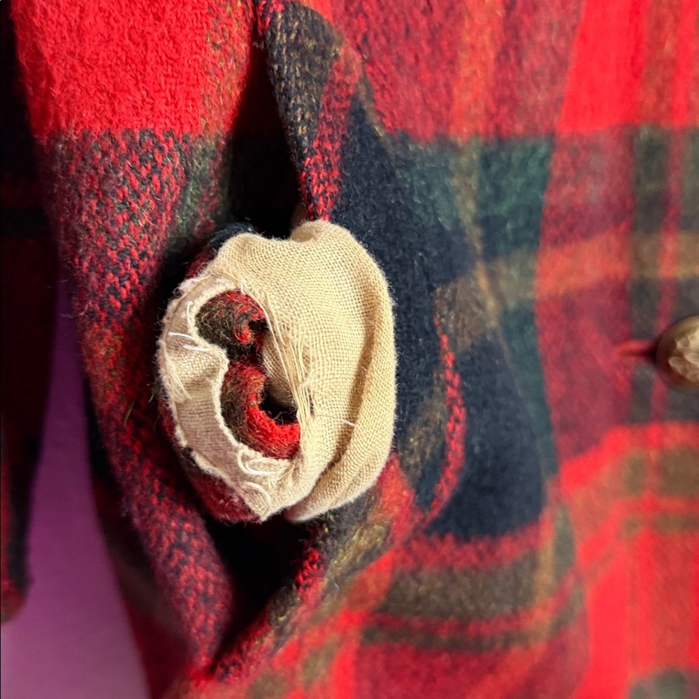 1960’s Red Plaid Wool Coat With Fringe Village Casuals By Fashionbilt Medium - Picture 13 of 14